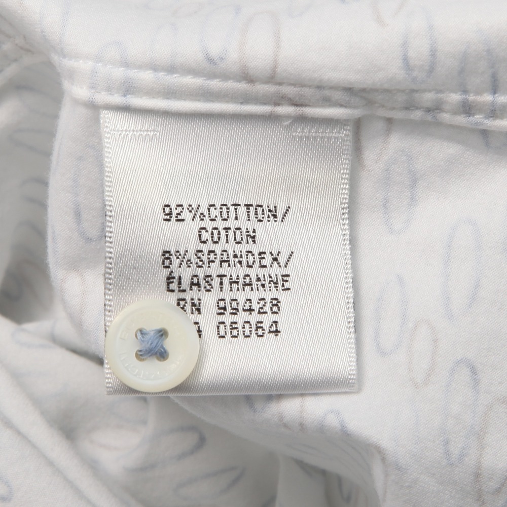 BUGATCHI Men's L White Blue Brown Oval Pattern 8-Way Stretch Short Sleeve Shirt - Picture 6 of 12